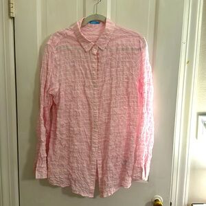 J. McLaughlin pink and white light weight button down size XL